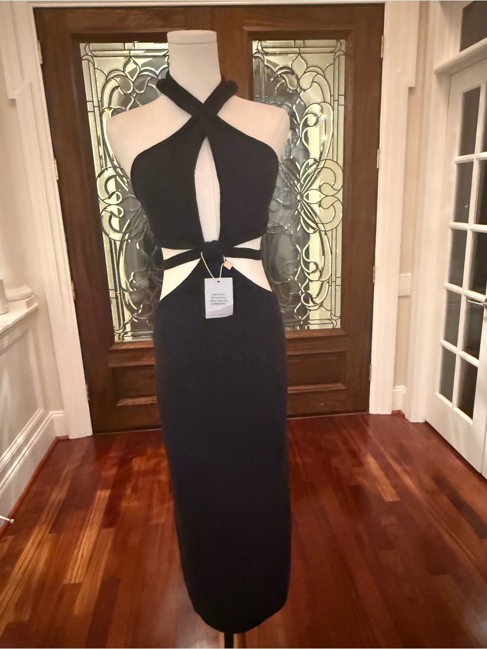 NWT Cult Gaia Aziza Knit Cutout Halter Maxi Dress Black L - Picture 1 of 16